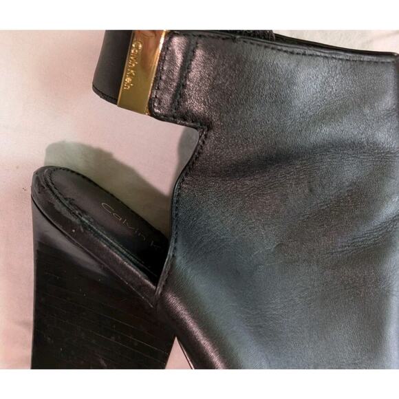 Calvin Klein Sandals Heels Welsie Size 6 M US Women Black Peep Toe - Picture 5 of 12